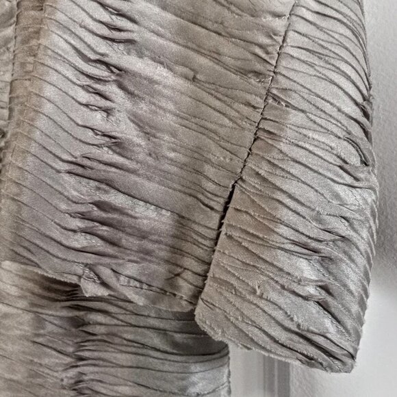 Eileen Fisher Petite Taupe Ripple Bindu Silk Jacket - Picture 3 of 9